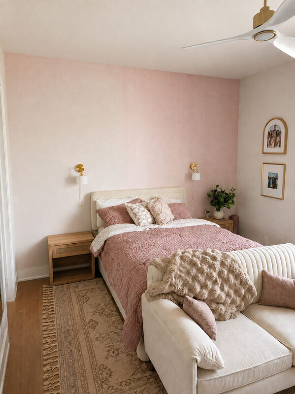 Blush fading to cream up the wall