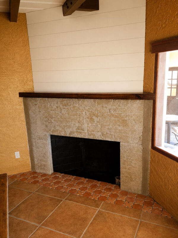 Shiplap and mantel in, tile still to come