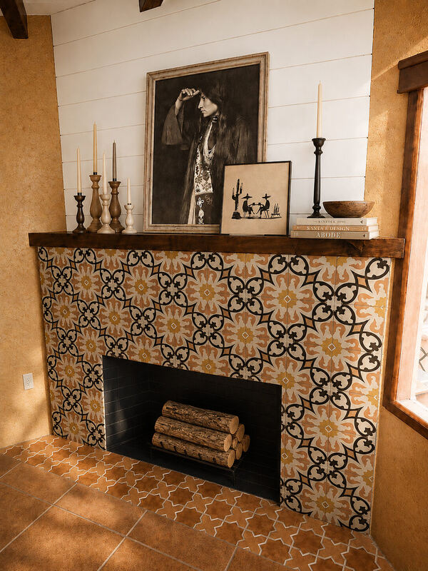 A Cave Creek Fireplace in Cement Tile — Cave Creek, AZ