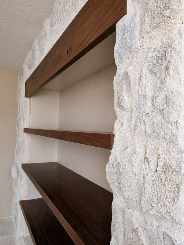 Raking light down the shelves